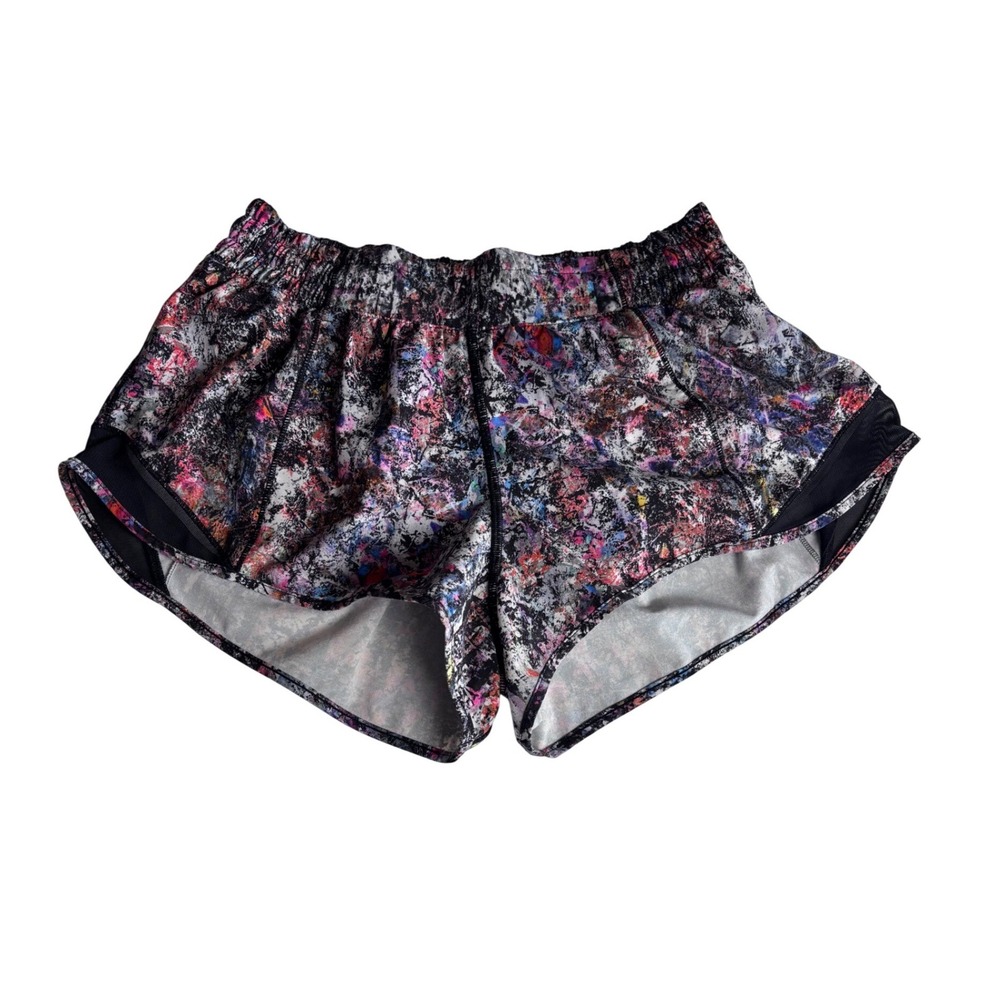 Lululemon Speed Up Low-Rise Lined Short 2" Multi Color Splatter Print Size 8